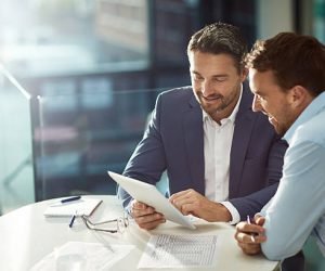 Cropped shot of two businessmen meeting in the office